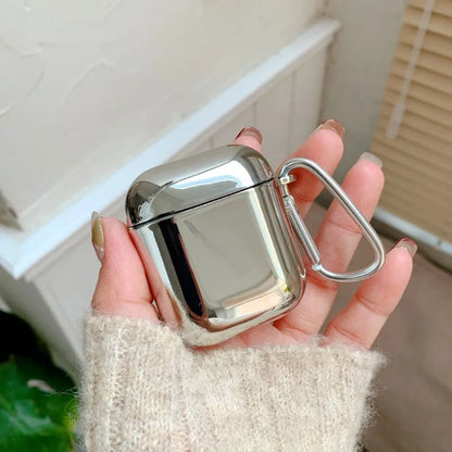 Electroplate Silver Metal AirPods Case with Keychain - Pro 2, AirPods 3