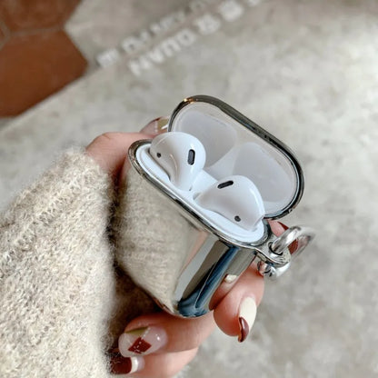 Electroplate Silver Metal AirPods Case with Keychain - Pro 2, AirPods 3