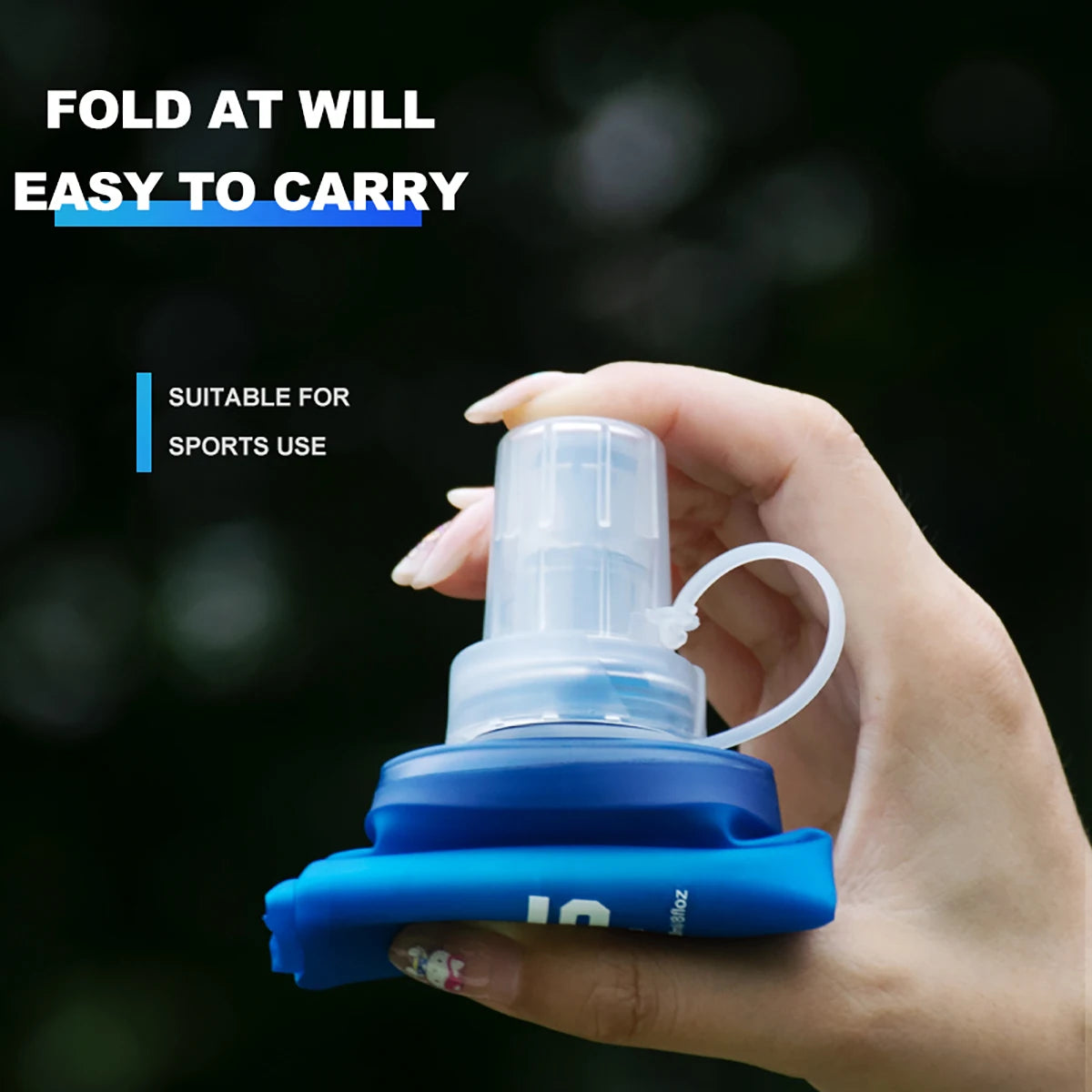 Collapsible Soft Flask Water Bottle - 500ml TPU BPA-Free - Running, Hiking