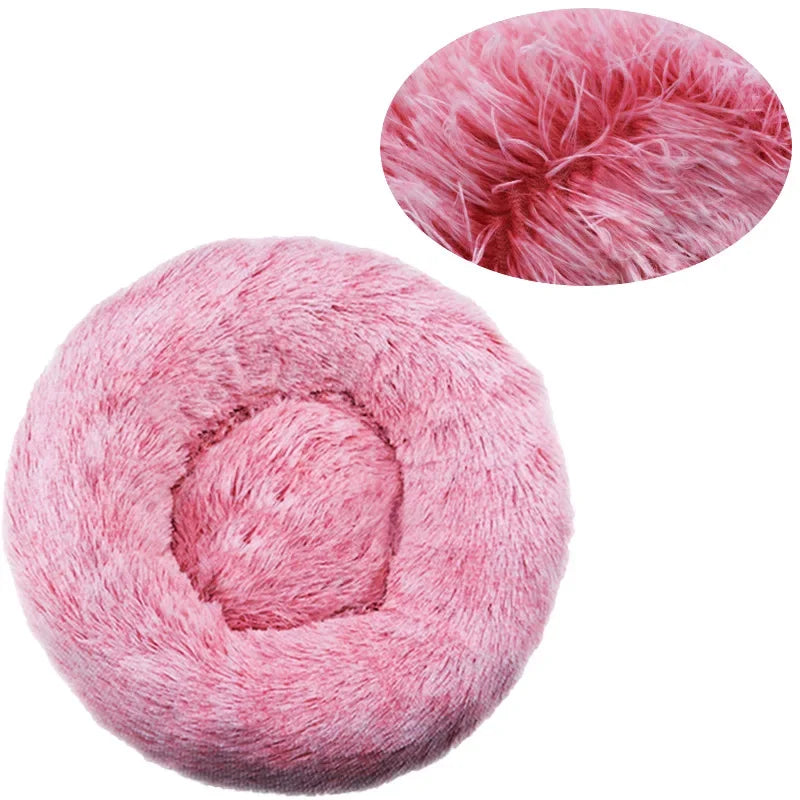 Ultra-Soft Round Pet Bed - Plush Donut Style for Dogs & Cats