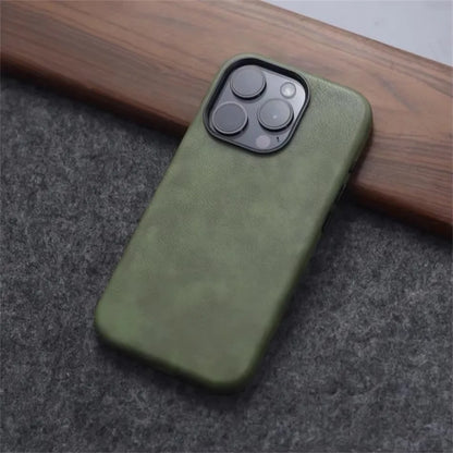 Premium Leather MagSafe iPhone Case - Retro Style