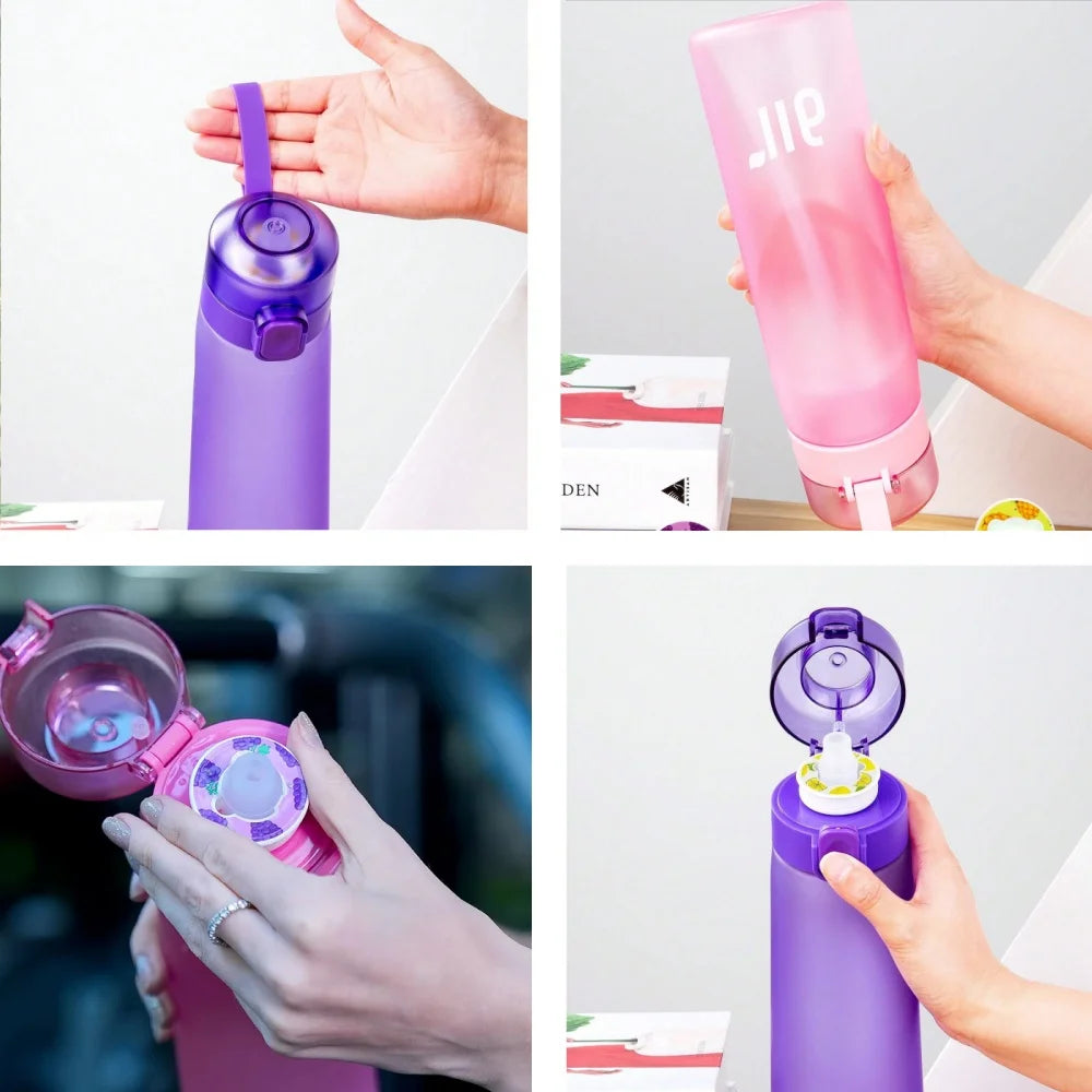 Scented Water Bottle with Flavor Pods - 800ml Transparent with Straw
