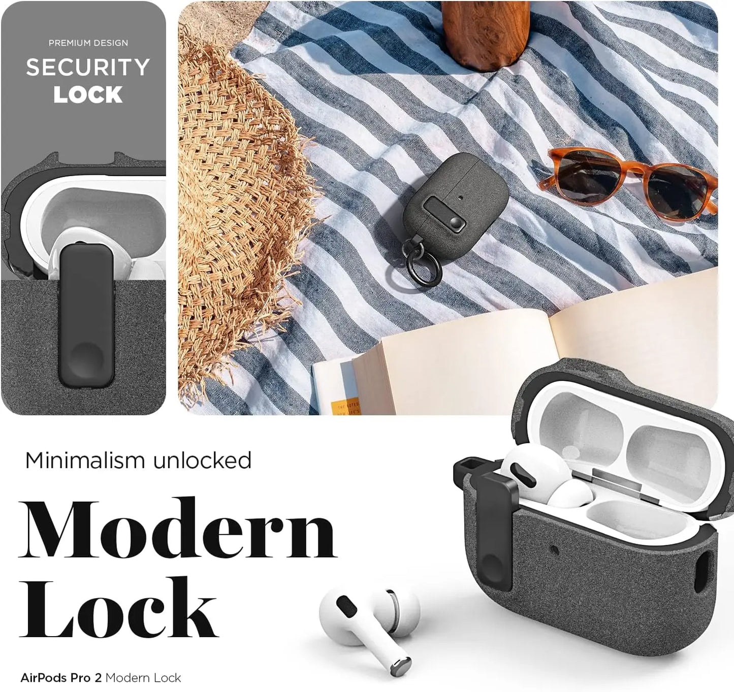 Silicone Shockproof AirPods Case with Hook - Pro 2, AirPods 4, 3