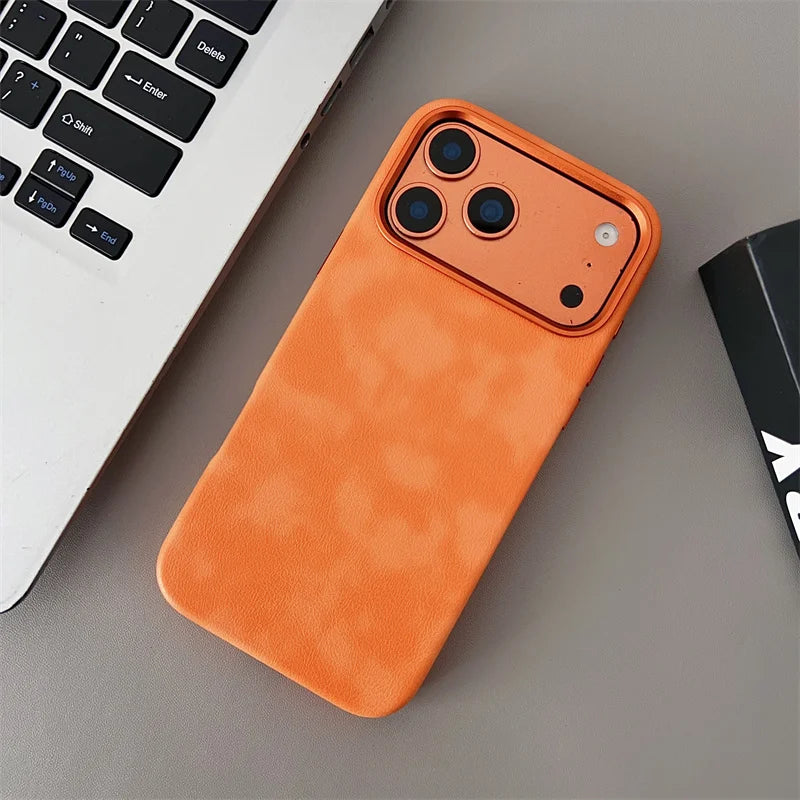Premium Leather MagSafe iPhone Case - Retro Style