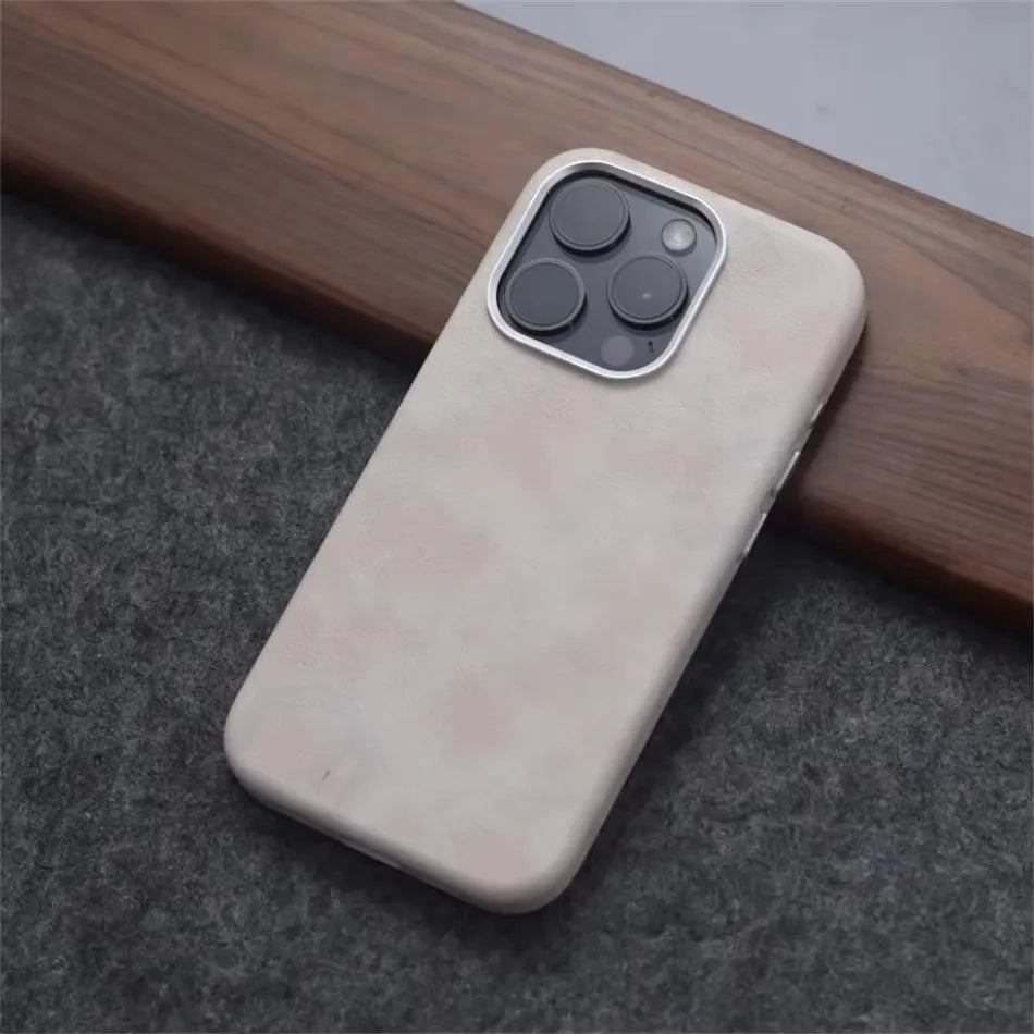 Premium Leather MagSafe iPhone Case - Retro Style