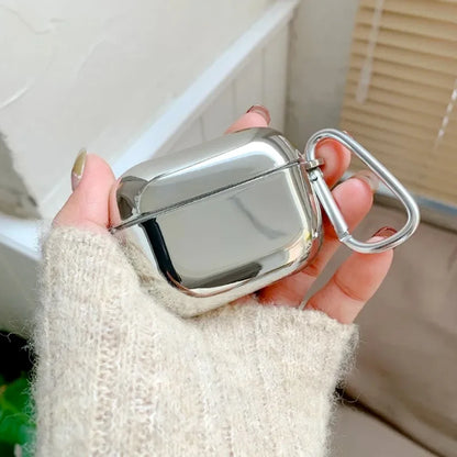 Electroplate Silver Metal AirPods Case with Keychain - Pro 2, AirPods 3