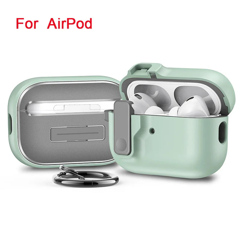 Silicone Shockproof AirPods Case with Hook - Pro 2, AirPods 4, 3