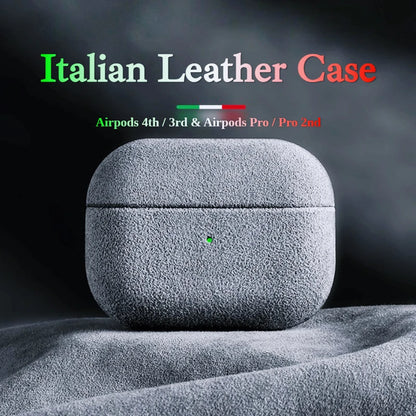 Luxury Italian Suede Leather AirPods Case - Pro 3, Pro 2, AirPods 4