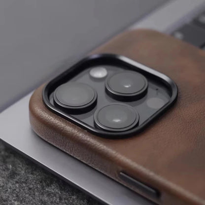 Premium Leather MagSafe iPhone Case - Retro Style