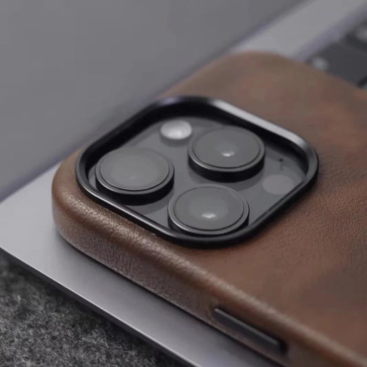 Premium Leather MagSafe iPhone Case - Retro Style