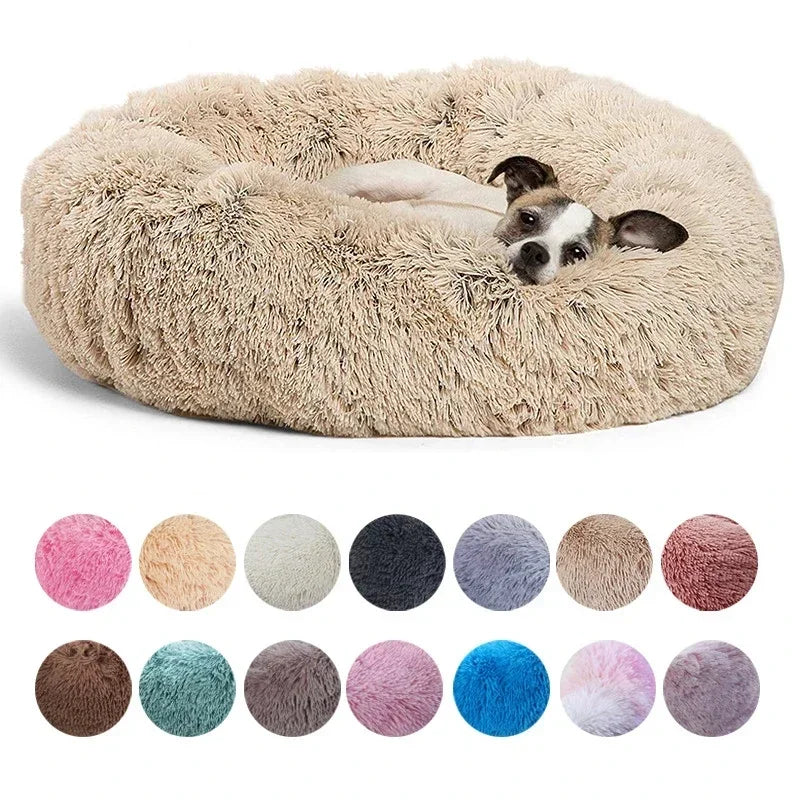 Ultra-Soft Round Pet Bed - Plush Donut Style for Dogs & Cats