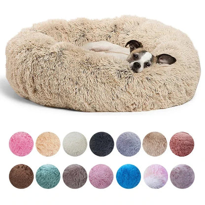 Ultra-Soft Round Pet Bed - Plush Donut Style for Dogs & Cats