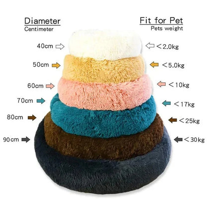 Ultra-Soft Round Pet Bed - Plush Donut Style for Dogs & Cats
