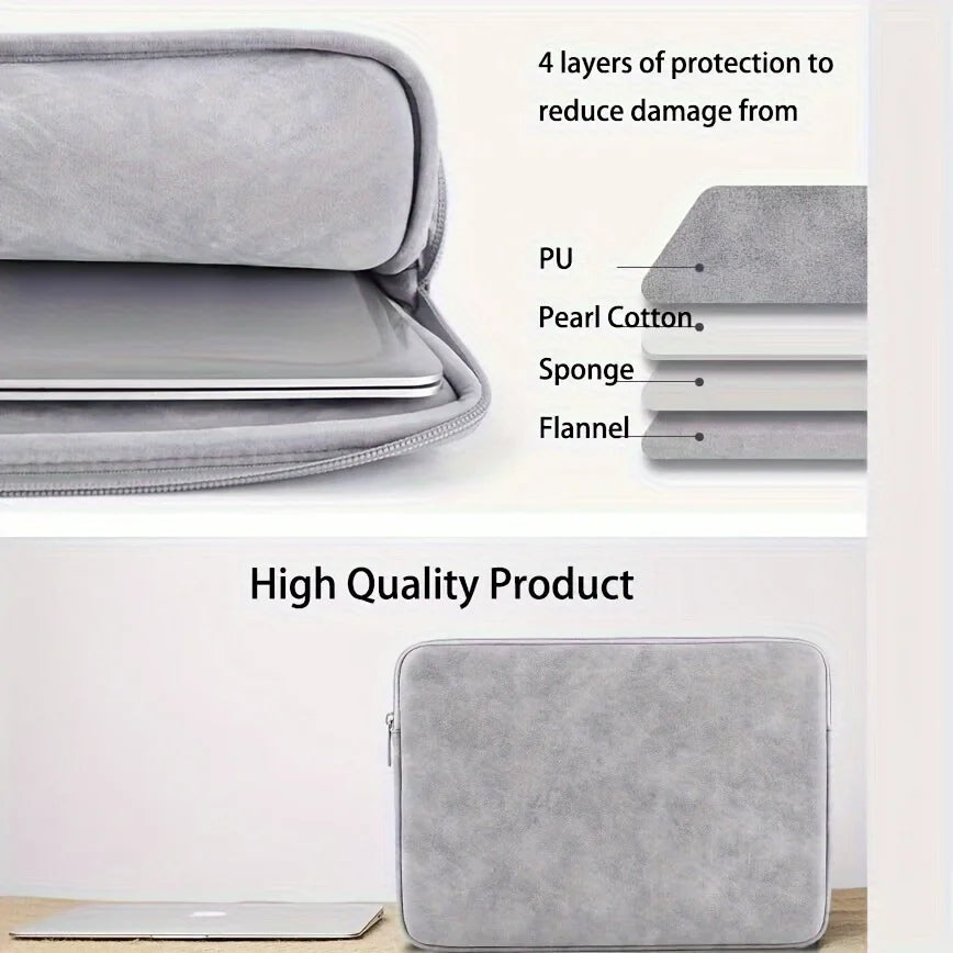 Premium PU Leather Laptop Sleeve - Slim Protective Case