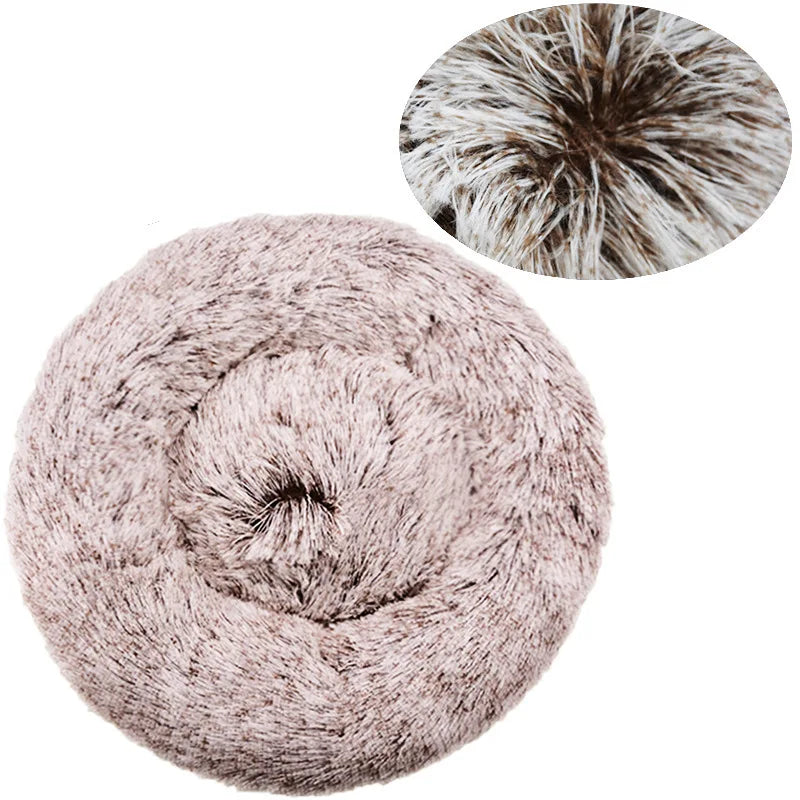 Ultra-Soft Round Pet Bed - Plush Donut Style for Dogs & Cats