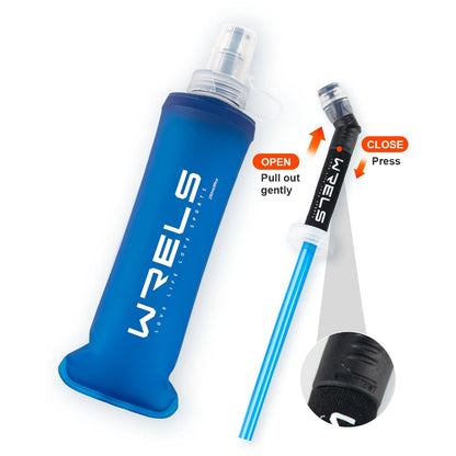 Collapsible Soft Flask Water Bottle - 500ml TPU BPA-Free - Running, Hiking
