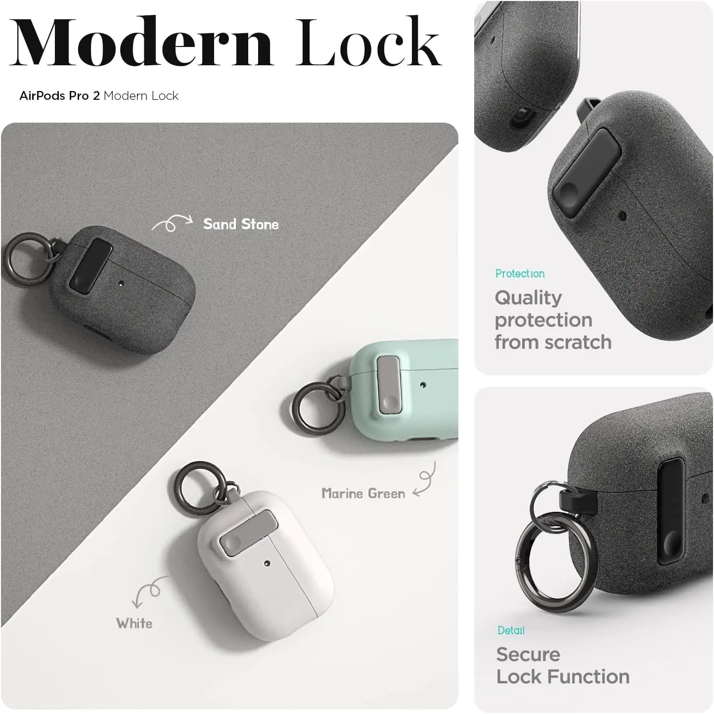 Silicone Shockproof AirPods Case with Hook - Pro 2, AirPods 4, 3