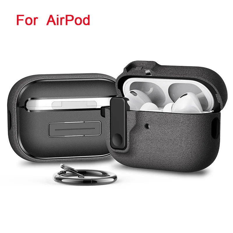 Silicone Shockproof AirPods Case with Hook - Pro 2, AirPods 4, 3