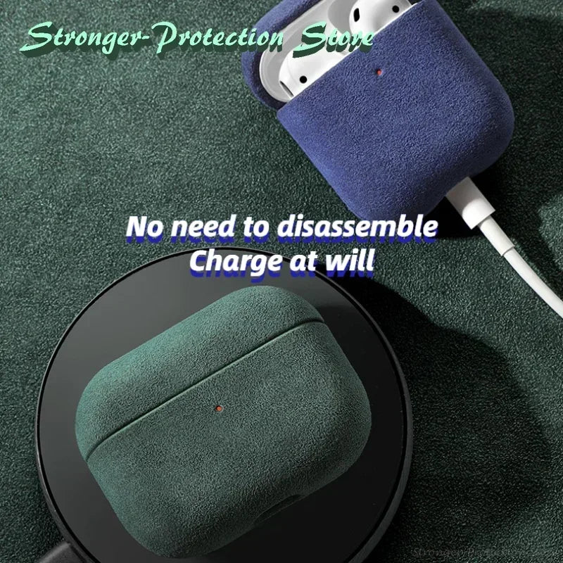 Luxury Italian Suede Leather AirPods Case - Pro 3, Pro 2, AirPods 4