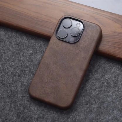 Premium Leather MagSafe iPhone Case - Retro Style