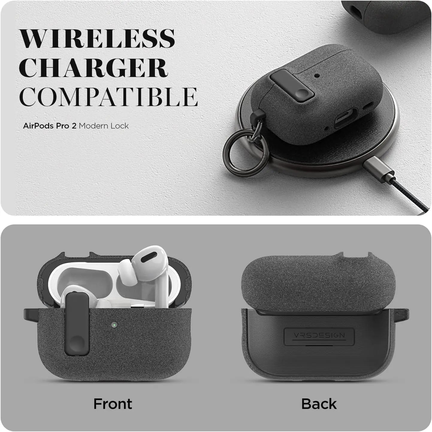 Silicone Shockproof AirPods Case with Hook - Pro 2, AirPods 4, 3
