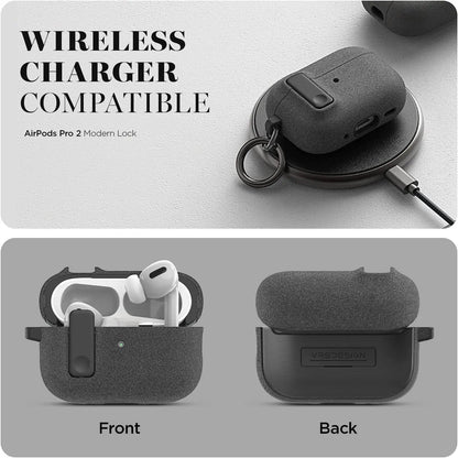 Silicone Shockproof AirPods Case with Hook - Pro 2, AirPods 4, 3