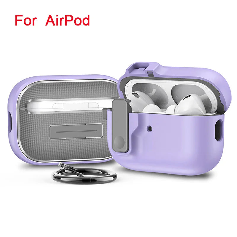 Silicone Shockproof AirPods Case with Hook - Pro 2, AirPods 4, 3