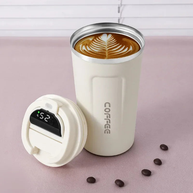Smart Coffee Mug with Temperature Display - 380/510ml Stainless Steel