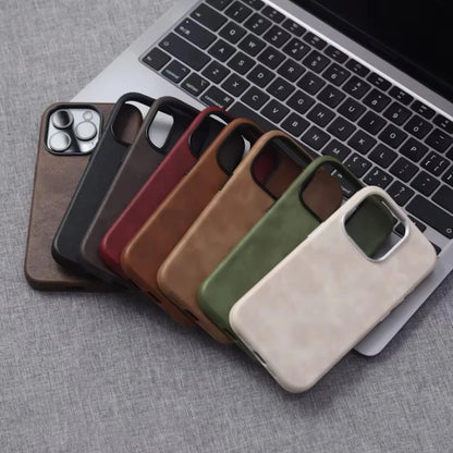 Premium Leather MagSafe iPhone Case - Retro Style