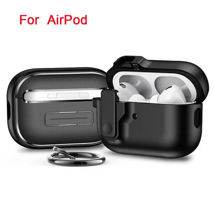 Silicone Shockproof AirPods Case with Hook - Pro 2, AirPods 4, 3