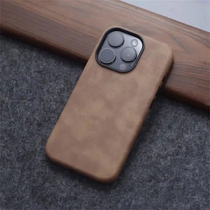 Premium Leather MagSafe iPhone Case - Retro Style