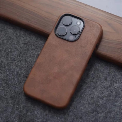 Premium Leather MagSafe iPhone Case - Retro Style