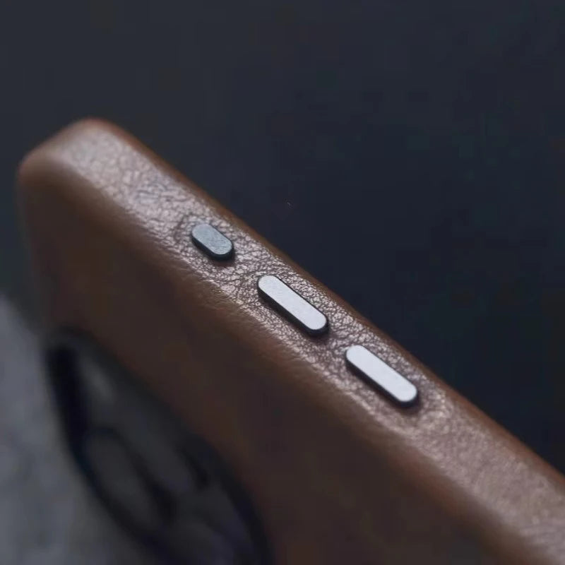 Premium Leather MagSafe iPhone Case - Retro Style