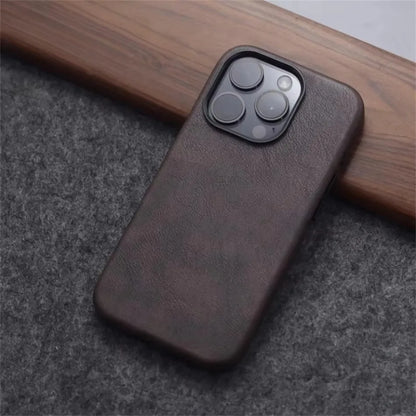Premium Leather MagSafe iPhone Case - Retro Style