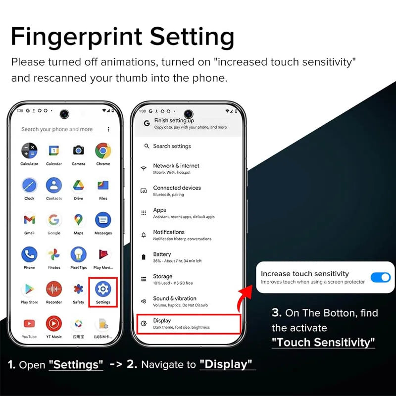 Fingerprint Unlock Tempered Glass for Google Pixel