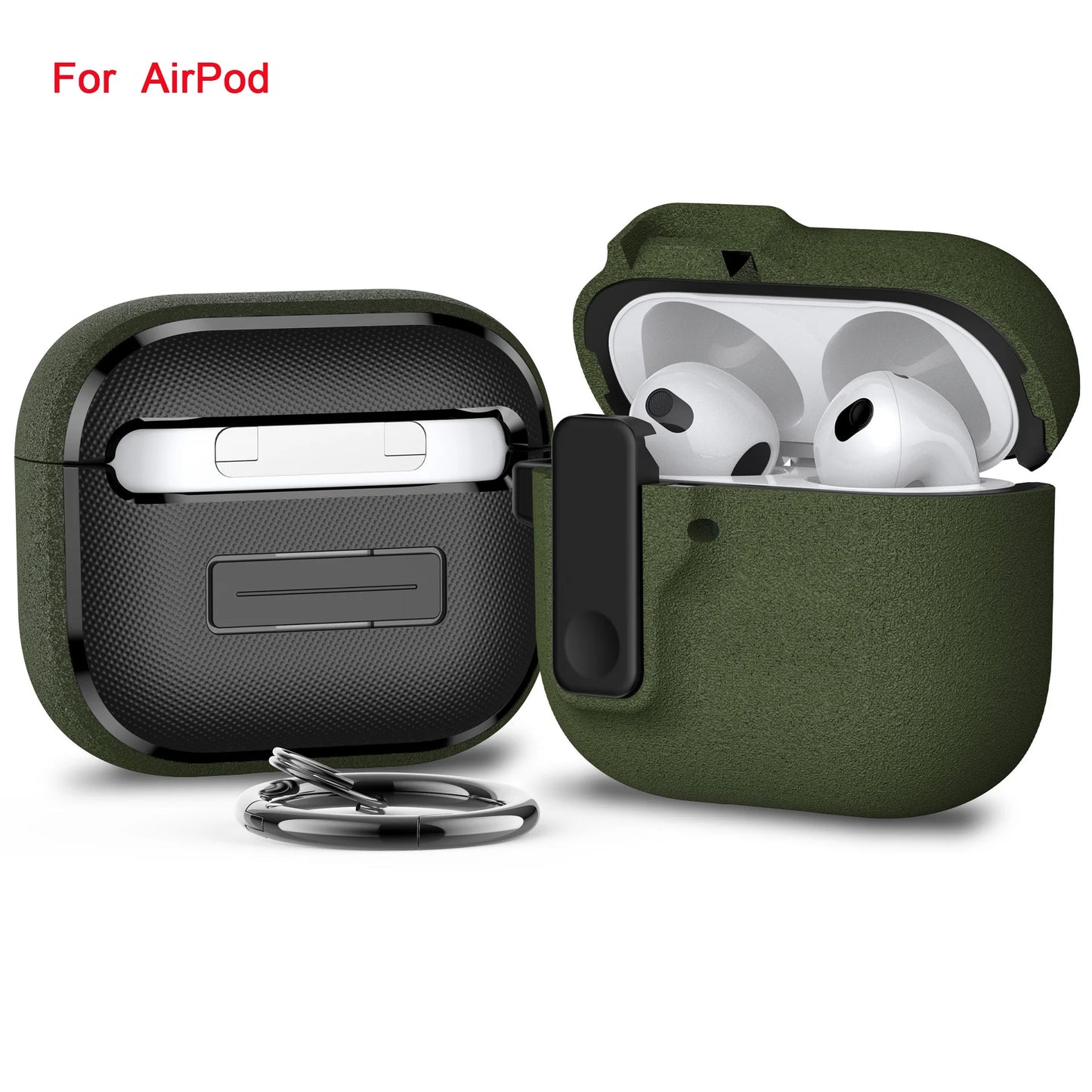 Silicone Shockproof AirPods Case with Hook - Pro 2, AirPods 4, 3