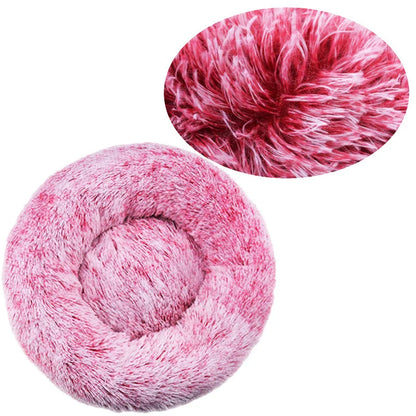 Ultra-Soft Round Pet Bed - Plush Donut Style for Dogs & Cats