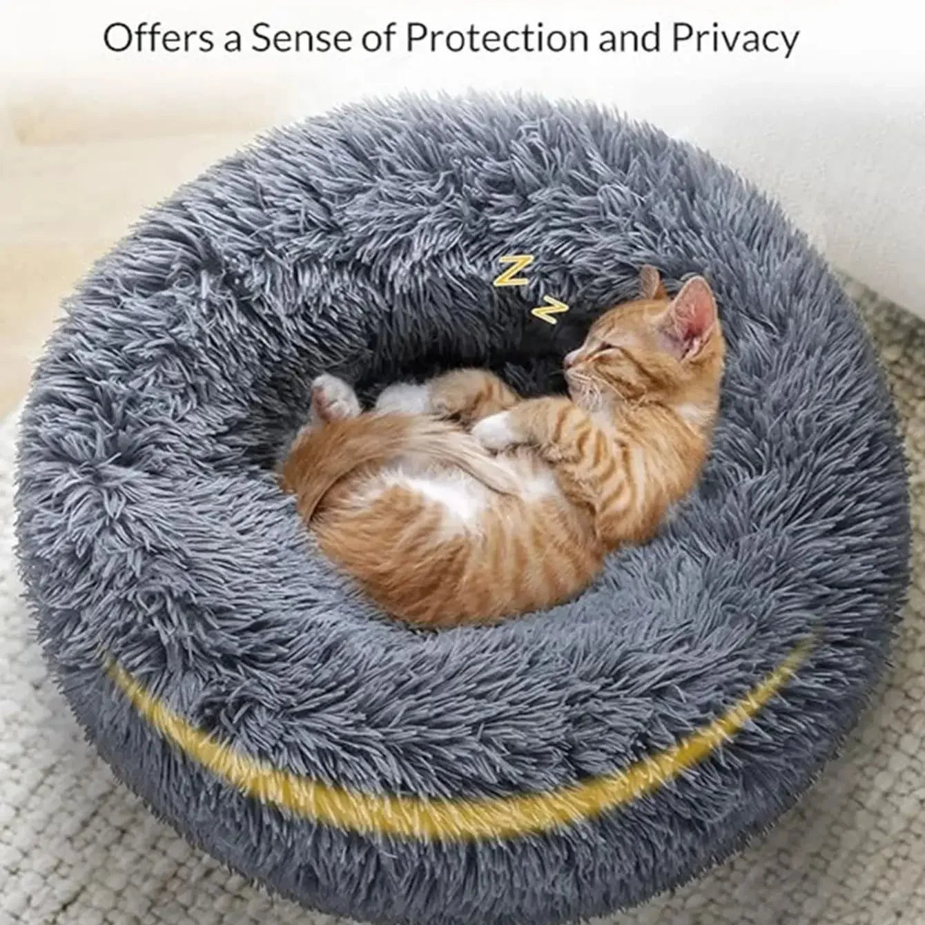 Ultra-Soft Round Pet Bed - Plush Donut Style for Dogs & Cats