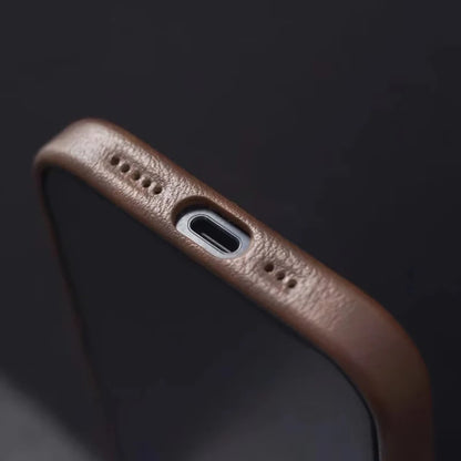Premium Leather MagSafe iPhone Case - Retro Style
